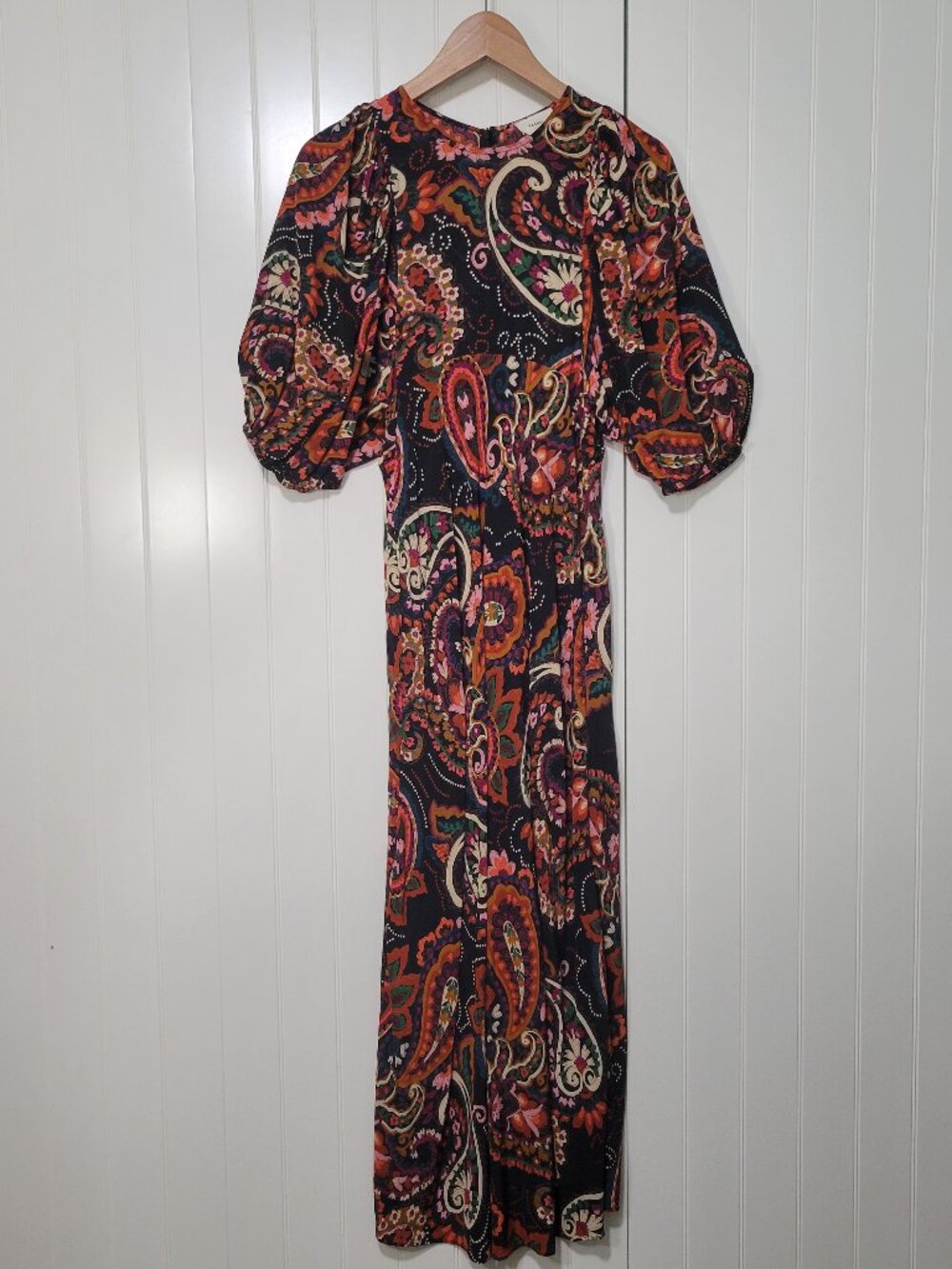 Anthropologie Kachel Great Gatsby 20s Art Deco Boho Paisley Puff Sleeve Dress XS